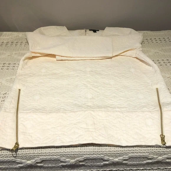 NWOT J CREW Sz 6 Classic Ivory MATELASSE side ZIP TOP Style b7989 - Picture 3 of 5